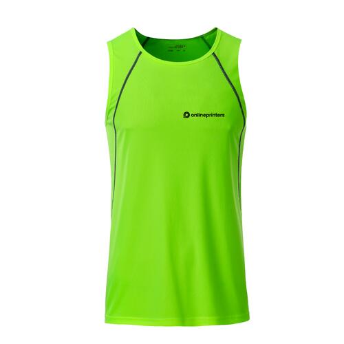 Neon green polyester sport tank top for men.