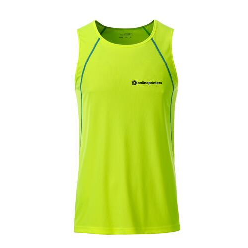 Neon yellow polyester tank top for men.