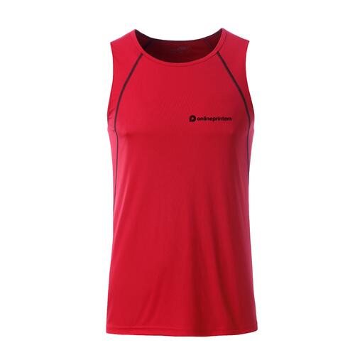 Red polyester tank top for men.