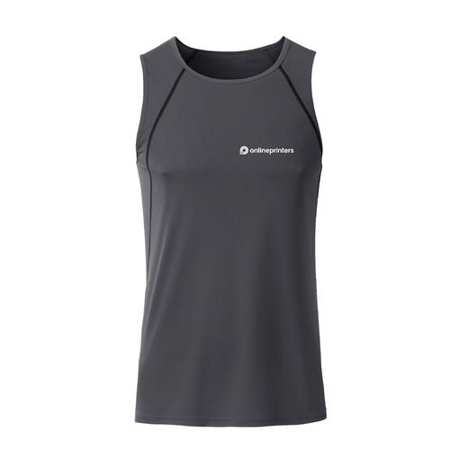 Dark gray polyester sport tank top for men.