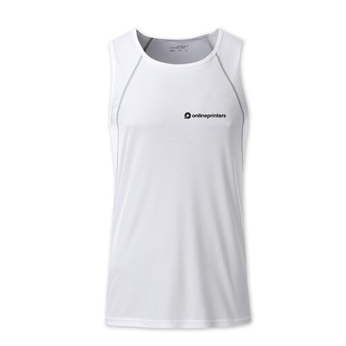 White polyester tank top for men.