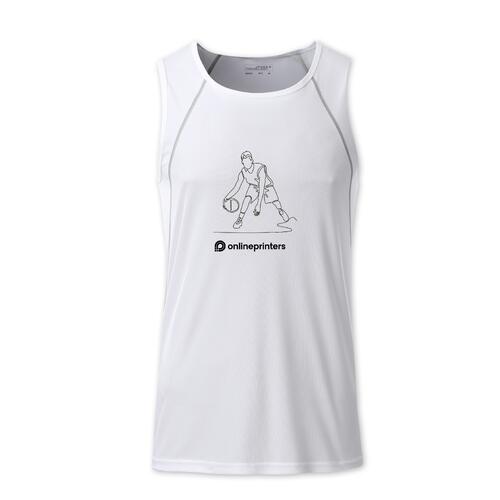 White polyester tank top for men.