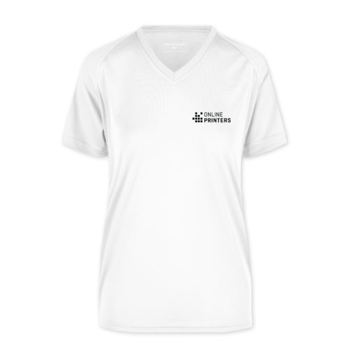 Women's functional shirt with V-neck and short sleeves.