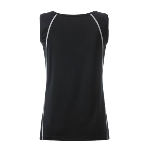 Black and white polyester women's sport tank top.