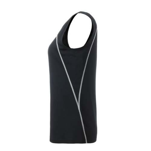 Black and white polyester tank top for women.