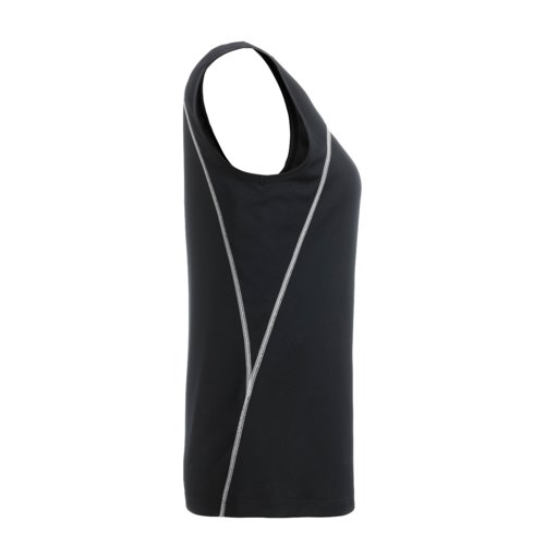Black and white polyester tank top for women.