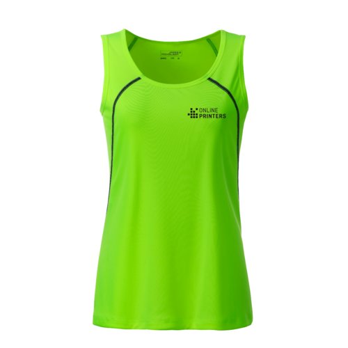 Neon green polyester women's tank top.