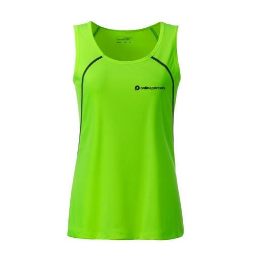 Neon green polyester women's tank top.