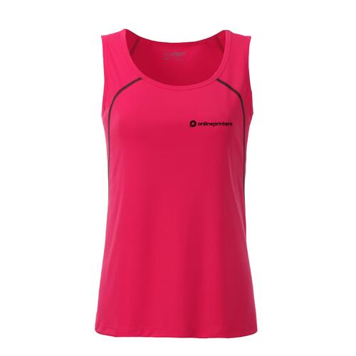 Neon pink/grey polyester tank top for women.