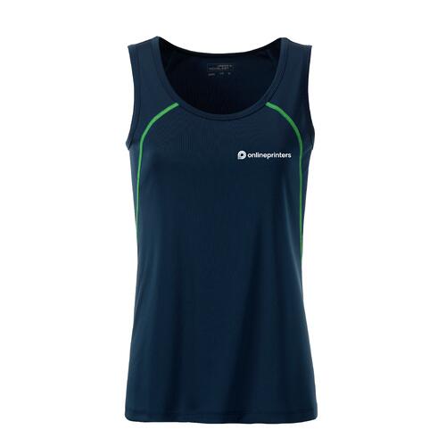 Navy blue polyester women's tank top.