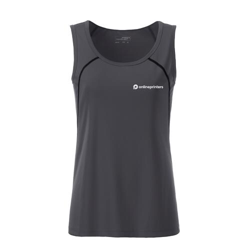 Dark gray polyester sport tank top for women.