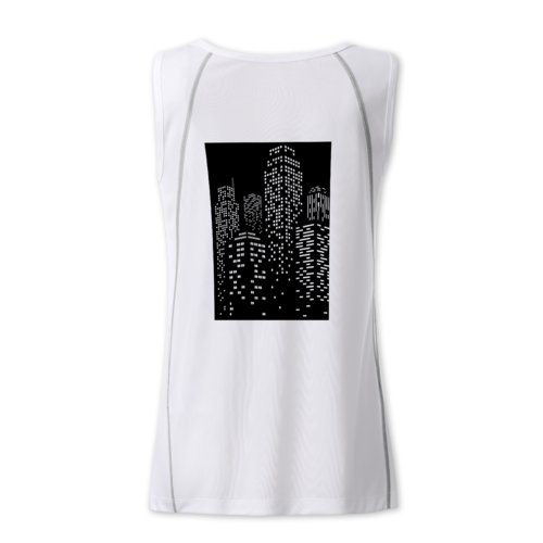 White polyester women's tank top with a sporty cut.