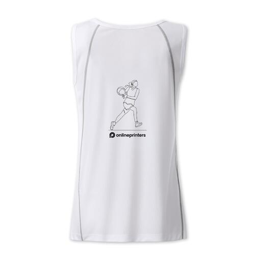 White polyester women's tank top with a sporty cut.