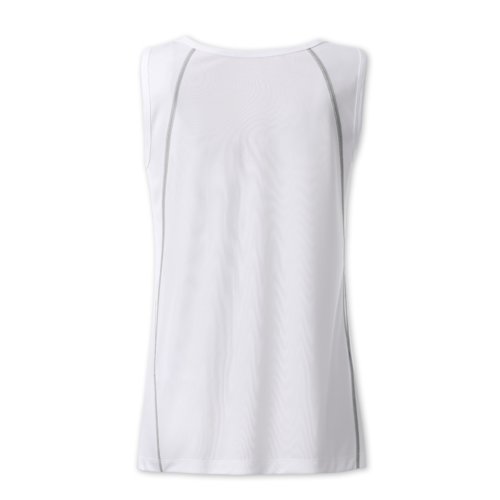White polyester women's tank top with a sporty cut.