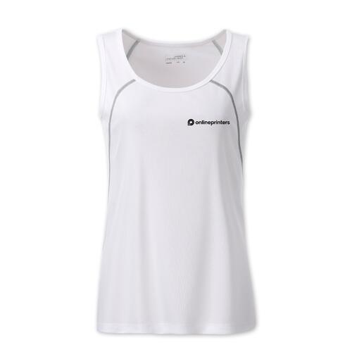 White polyester tank top for women with silver accents.