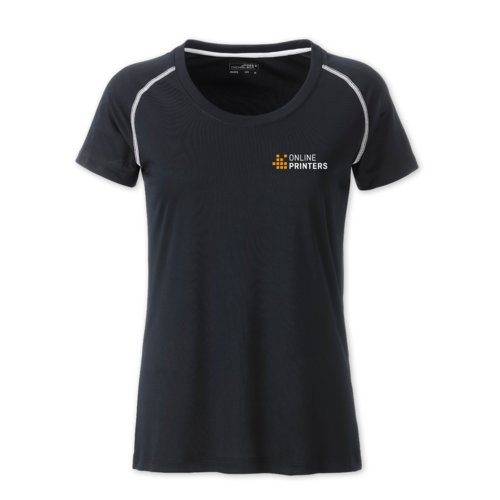 Dark fabric sport t-shirt for women with short sleeves.