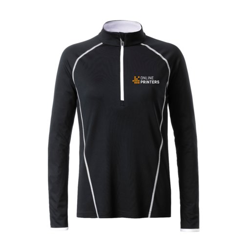 Sporty long-sleeved shirt with zipper for women.
