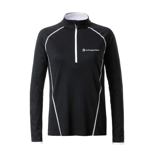 Sporty long-sleeved shirt with zipper for women.