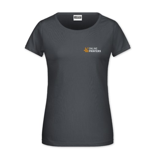 Dark gray cotton T-shirt for women with short sleeves.