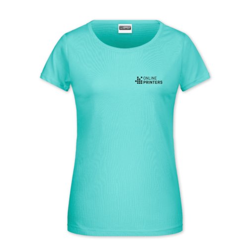 Mint green cotton T-shirt for women with short sleeves.