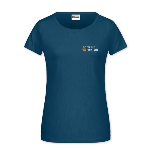 Petrol cotton T-shirt for women with short sleeves.