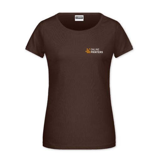 Brown cotton T-shirt for women with short sleeves.