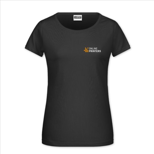 Black cotton T-shirt for women with short sleeves.