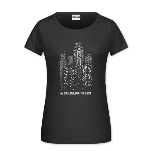 Black cotton T-shirt for women with short sleeves.