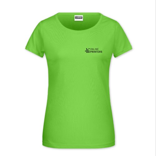 Apple green cotton T-shirt for women with round neck and short sleeves.