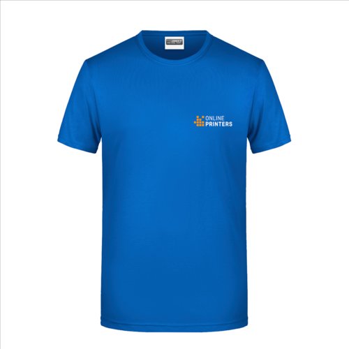 Royal blue cotton men's t-shirt with short sleeves.
