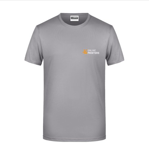 Light gray cotton T-shirt for men with short sleeves.