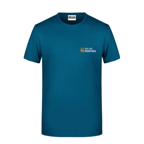 Petrol-colored cotton T-shirt for men with short sleeves.