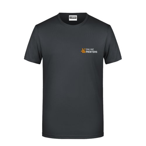 Black cotton T-shirt for men with short sleeves.