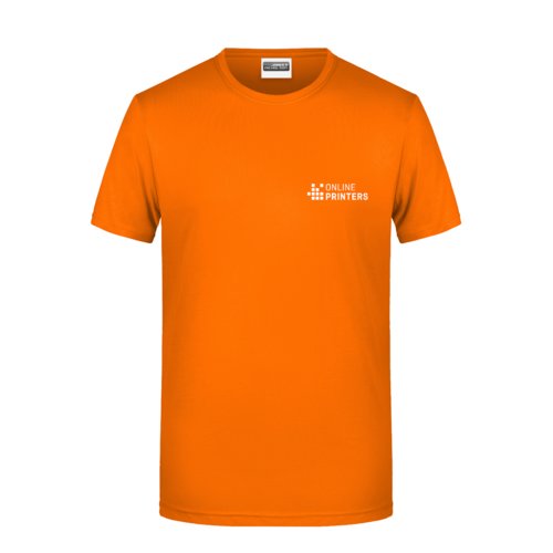 Orange cotton men's t-shirt with short sleeves.