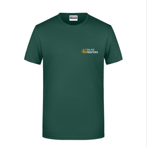 Green fabric t-shirt for men with short sleeves.