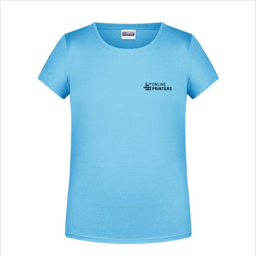 Sky blue cotton T-shirt for girls with crew neck.