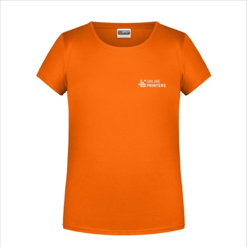 Orange cotton t-shirt with short sleeves and round neck.
