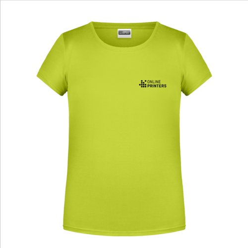 Neon yellow cotton T-shirt for girls with short sleeves.