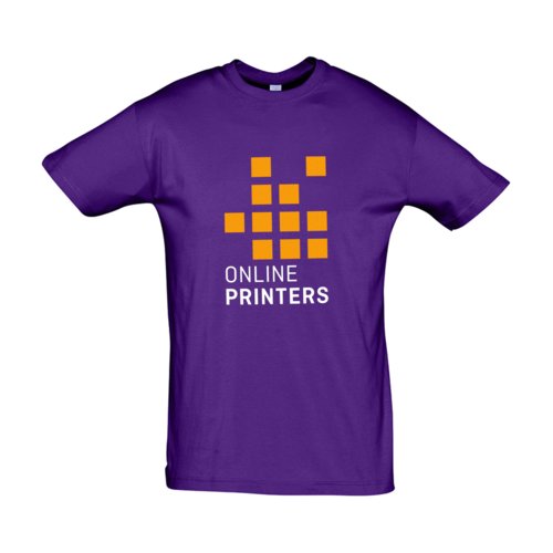Dark violet cotton T-shirt with short sleeves.