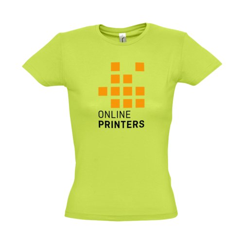 Apple green cotton T-shirt for women with short sleeves.