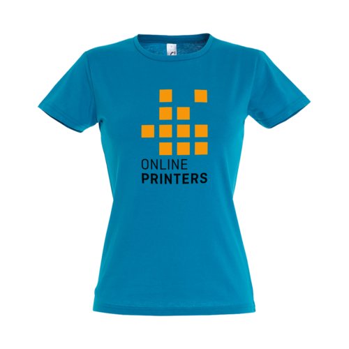 Aqua blue women's cotton T-shirt with short sleeves.