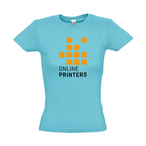 Atoll blue Women's cotton T-shirt with short sleeves.