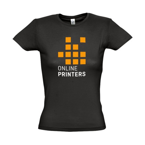 Deep black cotton T-shirt for women with short sleeves.