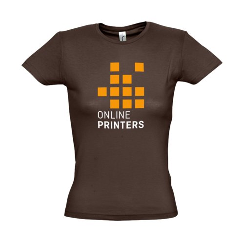 Brown cotton T-shirt for women with short sleeves.