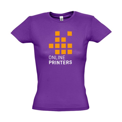 Dark violet cotton T-shirt for women with short sleeves.