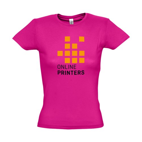 Fuchsia cotton T-shirt for women with short sleeves.
