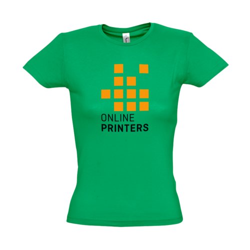 Green cotton t-shirt with short sleeves and round neck.