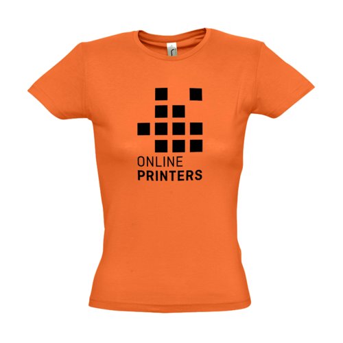 Orange cotton T-shirt for women with short sleeves.