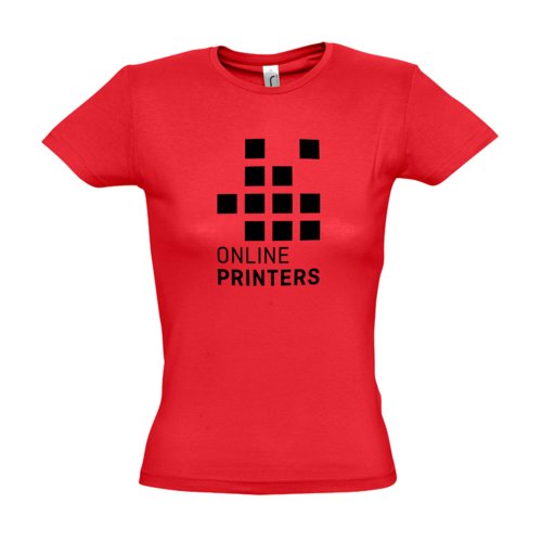 Red cotton T-shirt for women with short sleeves and a fitted cut.