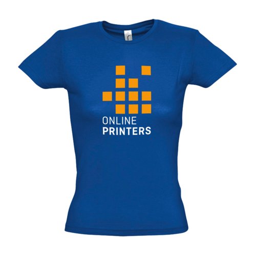 Royal blue cotton women's t-shirt with short sleeves.